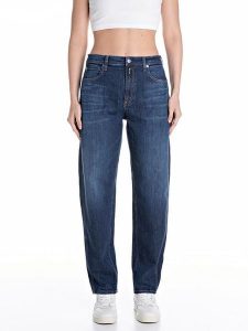 Replay Dżinsy - Tapered fit - w kolorze granatowym rozmiar: W31/L32. Niebieskie jeansy Replay, z aplikacjami, z podwyższonym stanem. Za 333,81 zł.