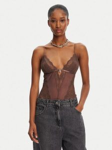 Patrizia Pepe Body 2I0143/A602-B825 Brązowy. Brązowe body i gorsety Patrizia Pepe, bez wzorów, z syntetyku. Za 379,99 zł.