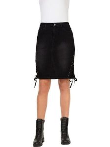 Heine Spódnica dżinsowa w kolorze czarnym rozmiar: 38. Czarne spódnice Heine, bez wzorów, klasyczne, mini. Za 61,75 zł.