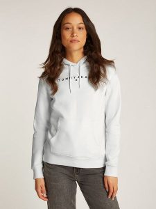 TOMMY JEANS Bluza w kolorze białym rozmiar: M. Białe bluzy Tommy Jeans, m, bez wzorów, z jeansu, z kapturem. Za 219,60 zł.
