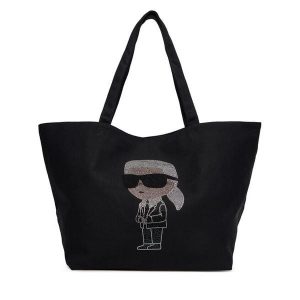 Torebka KARL LAGERFELD. Czarne shopper bag KARL LAGERFELD, bez wzorów, bez dodatków. Za 309,99 zł.