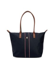Tommy Hilfiger Torebka Popette Tote Corp AW0AW17706 Granatowy. Niebieskie torebki klasyczne TOMMY HILFIGER, bez wzorów, z materiału, bez dodatków. Za 449,99 zł.