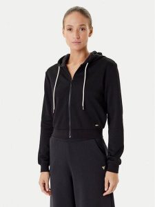 Guess Bluza V5YQ06 KBSL2 Czarny Regular Fit. Czarne bluzy Guess, xxs, z aplikacjami, z syntetyku, bez kaptura. Za 299,99 zł.