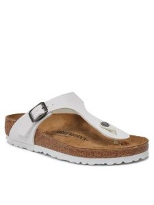 Japonki damskie Birkenstock Gizeh Birko-Flor. Białe klapki Birkenstock, bez wzorów, bez obcasa. Za 349,99 zł.