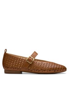 Clarks Półbuty Fawna Jane 26181228 Brązowy. Brązowe półbuty Clarks, bez wzorów, ze skóry, bez obcasa, na płaskiej podeszwie, bez zapięcia. Za 289,99 zł.
