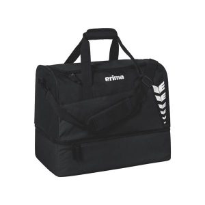 Torba sportowa Erima Six Wings z dolną komorą, czarna. Czarne torby podróżne i sportowe Erima, bez wzorów. Za 271,99 zł.