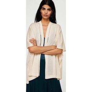 Mango - Sweter Ladder. Szare swetry oversize marki Mango, z dzianiny, z krótkim rękawem. W wyprzedaży za 59,90 zł.