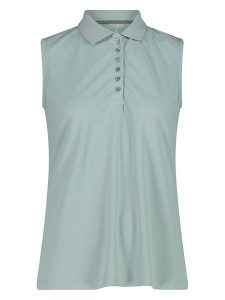 CMP Funkcyjny top polo w kolorze miętowym rozmiar: 34. Niebieskie topy CMP, bez wzorów, z materiału, bez kołnierzyka, bez ramiączek. Za 35,31 zł.