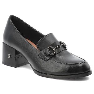 Półbuty damskie Vinceza, cholewka ze skóry naturalnej licowej wsuwany fason z ozdobnym paskiem i metalową klamrą, czarne, 18116. Czarne półbuty VINCEZA, bez wzorów, ze skóry, bez obcasa, na obcasie, bez zapięcia. Za 152,90 zł.