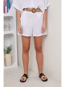 Rodier Lin Lniane szorty w kolorze białym rozmiar: 38/40. Białe szorty Rodier Lin, bez wzorów, ze lnu. Za 130,99 zł.