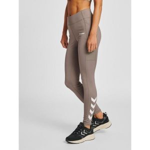 Damskie legginsy mid-rise Hummel MT Chipo. Szare legginsy Hummel, bez wzorów, z elastanu. Za 219,50 zł.