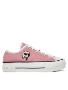KARL LAGERFELD Trampki KL60424 Różowy. Czerwone trampki KARL LAGERFELD, bez wzorów, z materiału, bez zapięcia. Za 389,99 zł.