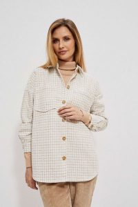 Koszula w kratkę. Koszule MOODO, xl, bez wzorów, z poliesteru, bez kołnierzyka, bez ramiączek. W wyprzedaży za 33,99 zł.