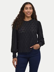 Kaffe Bluzka Tine 10509099 Czarny Regular Fit. Czarne bluzki Kaffe, xl, bez wzorów, z syntetyku, bez kołnierzyka, bez ramiączek. Za 219,99 zł.