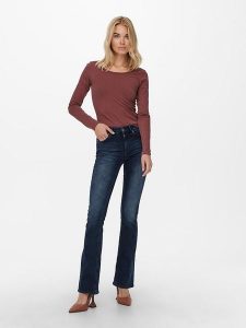 ONLY Dżinsy - Flare fit - w kolorze granatowym rozmiar: XL/L30. Niebieskie jeansy ONLY, z aplikacjami, ze skóry. Za 134,95 zł.