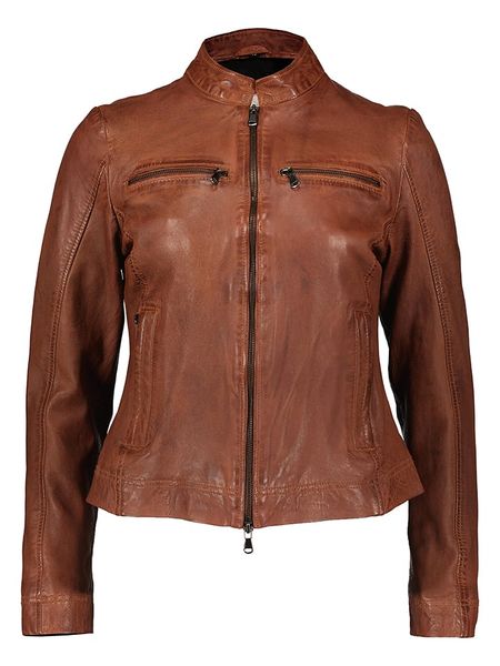 7eleven Skórzana kurtka "Rini" w kolorze jasnobrązowym rozmiar: 36. Brązowe kurtki 7eleven, bez wzorów, ze skóry, bez kaptura. Za 491,99 zł.