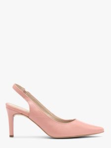 Różowe czółenka typu slingback. Czerwone czółenka Ryłko, bez wzorów, z gumy, bez obcasa, na szpilce, bez zapięcia. W wyprzedaży za 269,99 zł.