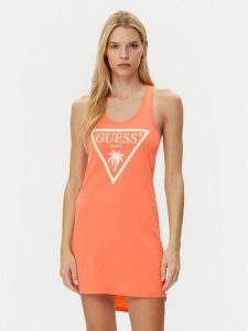 Guess Sukienka codzienna E3GP03 JA914 Pomarańczowy Regular Fit. Brązowe kombinezony Guess, m, z aplikacjami, z bawełny, bez kołnierzyka, bez ramiączek. Za 89,99 zł.