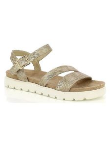 Kimberfeel Sandały "Engy" w kolorze złotym rozmiar: 41. Żółte sandały Kimberfeel, bez wzorów, z otwartym noskiem, bez obcasa, bez zapięcia. Za 130,99 zł.