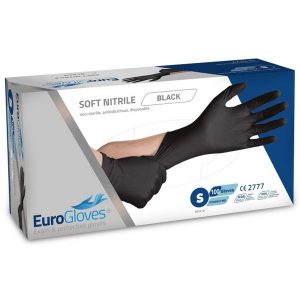 Eurogloves Rękawice nitrylowe Rozmiar S Czarny 100 sztuk. Czarne rękawiczki EURO-STAR, bez wzorów, z tworzywa sztucznego. Za 265,25 zł.