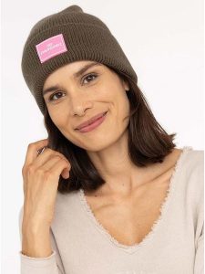 Zwillingsherz Czapka "Zwillingsherz" w kolorze khaki rozmiar: onesize. Brązowe czapki Zwillingsherz, bez wzorów, z materiału. Za 149,66 zł.