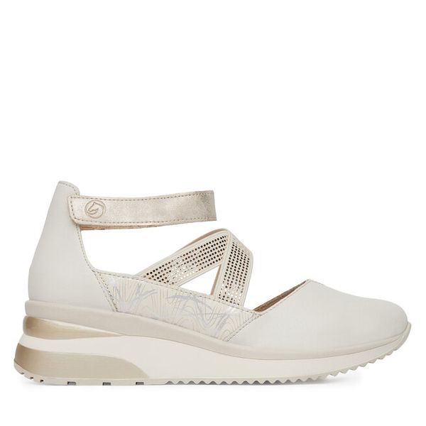 Półbuty Remonte. Brązowe czółenka Remonte, bez wzorów, bez obcasa, na koturnie, bez zapięcia. Za 369,99 zł.