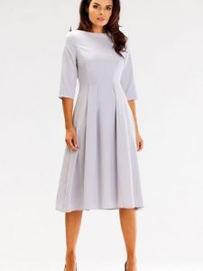 Sukienka Model A620 Grey - awama. Szare sukienki Awama, l, bez wzorów, z elastanu, bez kołnierzyka, plus size, bez ramiączek, rozkloszowane. Za 256,23 zł.