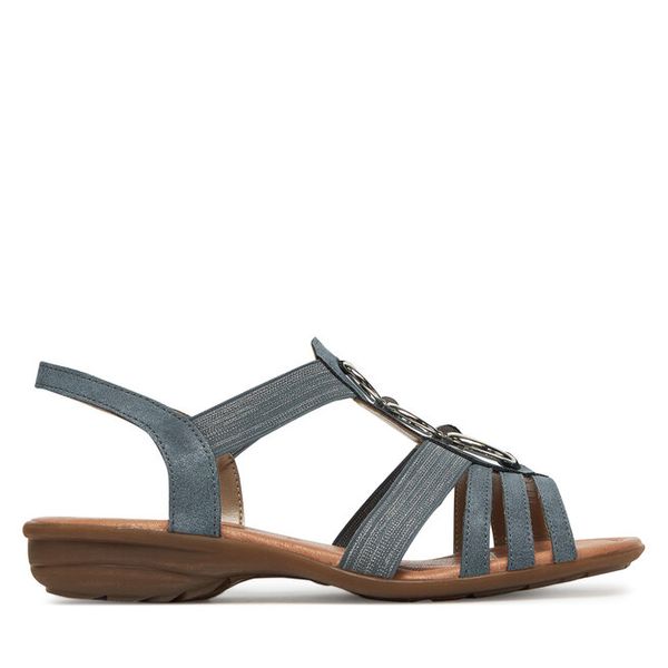 Sandały Remonte. Niebieskie sandały Remonte, bez wzorów, bez obcasa, na płaskiej podeszwie, bez zapięcia. Za 271,99 zł.