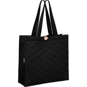 Torba pikowana Anna Lewandowska czarna. Czarne shopper bag marki Healthy Plan by Ann, z nadrukiem, z bawełny. Za 169,00 zł.