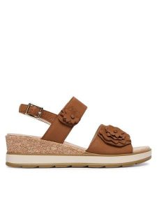 Caprice Sandały 9-28711-46 Brązowy. Brązowe sandały Caprice, bez wzorów, z nubiku, bez obcasa, na koturnie, bez zapięcia. Za 235,99 zł.