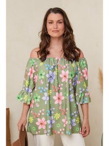 Curvy Lady Bluzka w kolorze khaki ze wzorem rozmiar: 40/42. Brązowe bluzki Curvy Lady, bez wzorów, klasyczne, bez kołnierzyka, bez ramiączek. Za 75,16 zł.