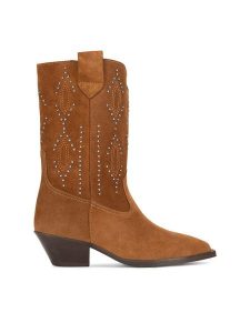 Badura Kowbojki ASPENDOS-0793 Brązowy. Brązowe botki Badura, bez wzorów, ze skóry, bez obcasa, na słupku, bez zapięcia. Za 479,99 zł.