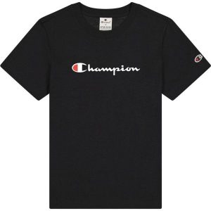 Koszulka sportowa damska Champion SS Tee. Fioletowe koszulki sportowe Champion, bez wzorów, bez ramiączek. Za 96,00 zł.