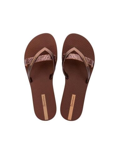 Klapki japonki damskie Ipanema Kirei. Brązowe klapki Ipanema, bez wzorów, z materiału, bez obcasa. Za 89,00 zł.