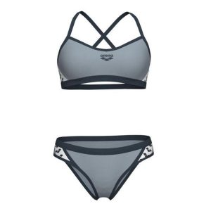 Strój kąpielowy damski dwuczęściowy bikini na basen plażę Arena Icons. Szare bikini Arena, bez wzorów. Za 69,99 zł.