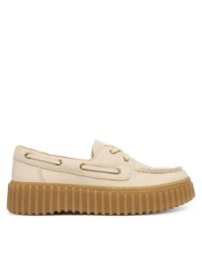 Clarks Półbuty Torhill Boat 26186302 Écru. Białe półbuty Clarks, bez wzorów, z nubiku, bez obcasa, na płaskiej podeszwie, bez zapięcia. Za 441,99 zł.