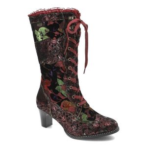 Czerwone Kozaki Premium Laura Vita Eleganckie Obuwie Damskie. Czerwone kozaki LAURA VITA, bez wzorów, z koronki, bez obcasa, na obcasie, bez zapięcia. Za 479,00 zł.