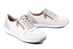 RIEKER N1100-80 white combination, półbuty damskie. Brązowe półbuty Rieker, bez wzorów, bez obcasa, bez zapięcia. Za 379,90 zł.