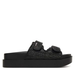 Klapki DKNY. Czarne klapki DKNY, bez wzorów, bez obcasa. Za 455,99 zł.