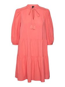 Vero Moda Sukienka w kolorze koralowym rozmiar: XL. Czerwone sukienki Vero Moda, xl, bez wzorów, z bawełny, bez kołnierzyka, bez ramiączek, mini. Za 70,24 zł.
