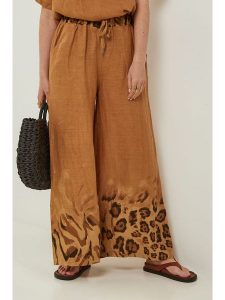 Rodier Lin Lniane spodnie w kolorze karmelowym rozmiar: L/XL. Brązowe spodnie z wysokim stanem Rodier Lin, bez wzorów, ze lnu, z podwyższonym stanem. Za 122,67 zł.