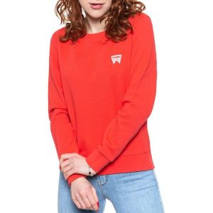 BLUZA WRANGLER CREW SWEAT BITTERSWEET RED W6Z1HAXBO 112130853. Czerwone bluzy Wrangler, s, bez wzorów, bez kaptura. Za 129,99 zł.