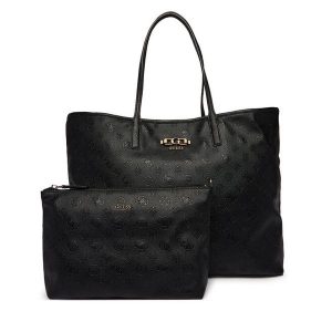 Torebka Guess. Czarne shopper bag Guess, z aplikacjami, bez dodatków. Za 719,99 zł.