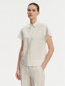 Calvin Klein Koszula K20K208322 Beżowy Regular Fit. Brązowe koszule Calvin Klein, bez wzorów, z lyocellu, bez kołnierzyka, bez ramiączek. Za 299,99 zł.