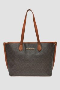 VALENTINO Brązowa damska shopperka Lady Re. Brązowe shopper bag Valentino by Mario Valentino, bez wzorów, ze skóry ekologicznej, bez dodatków. W wyprzedaży za 670,99 zł.