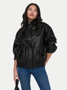 ONLY Kurtka z imitacji skóry Julia 15373024 Czarny Loose Fit. Czarne kurtki ONLY, xl, bez wzorów, ze skóry, bez kaptura. Za 299,99 zł.