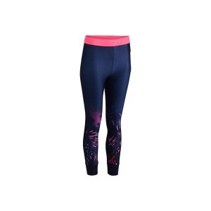 Legginsy fitness kardio 7/8 damskie. Niebieskie legginsy marki DOMYOS. W wyprzedaży za 44,99 zł.