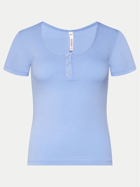 Hunkemöller Koszulka piżamowa Henley 205108 Niebieski Regular Fit. Niebieskie koszule nocne Hunkemöller, bez wzorów, z wiskozy, bez ramiączek. Za 79,99 zł.