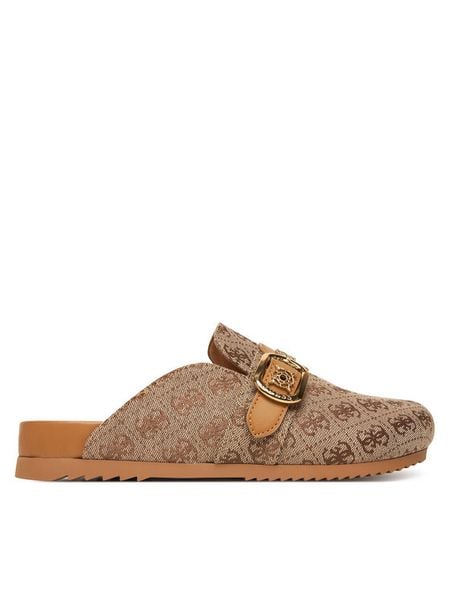 Guess Klapki FLPGAL FAL06 Beżowy. Brązowe klapki Guess, z aplikacjami, z materiału, bez obcasa. Za 399,99 zł.