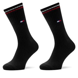 Skarpety długie Tommy Hilfiger. Czarne skarpetki TOMMY HILFIGER, bez wzorów. Za 59,99 zł.